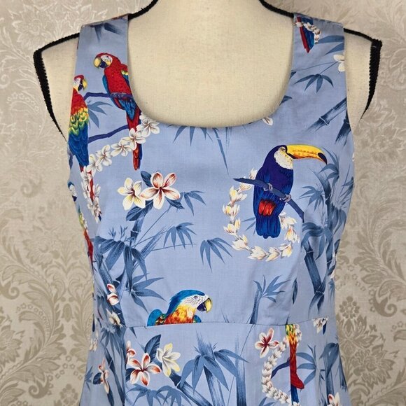 Hilo Hattie the Hawaiian Original Size 10 Blue Dress Florals Birds Sleeveless - Picture 3 of 14